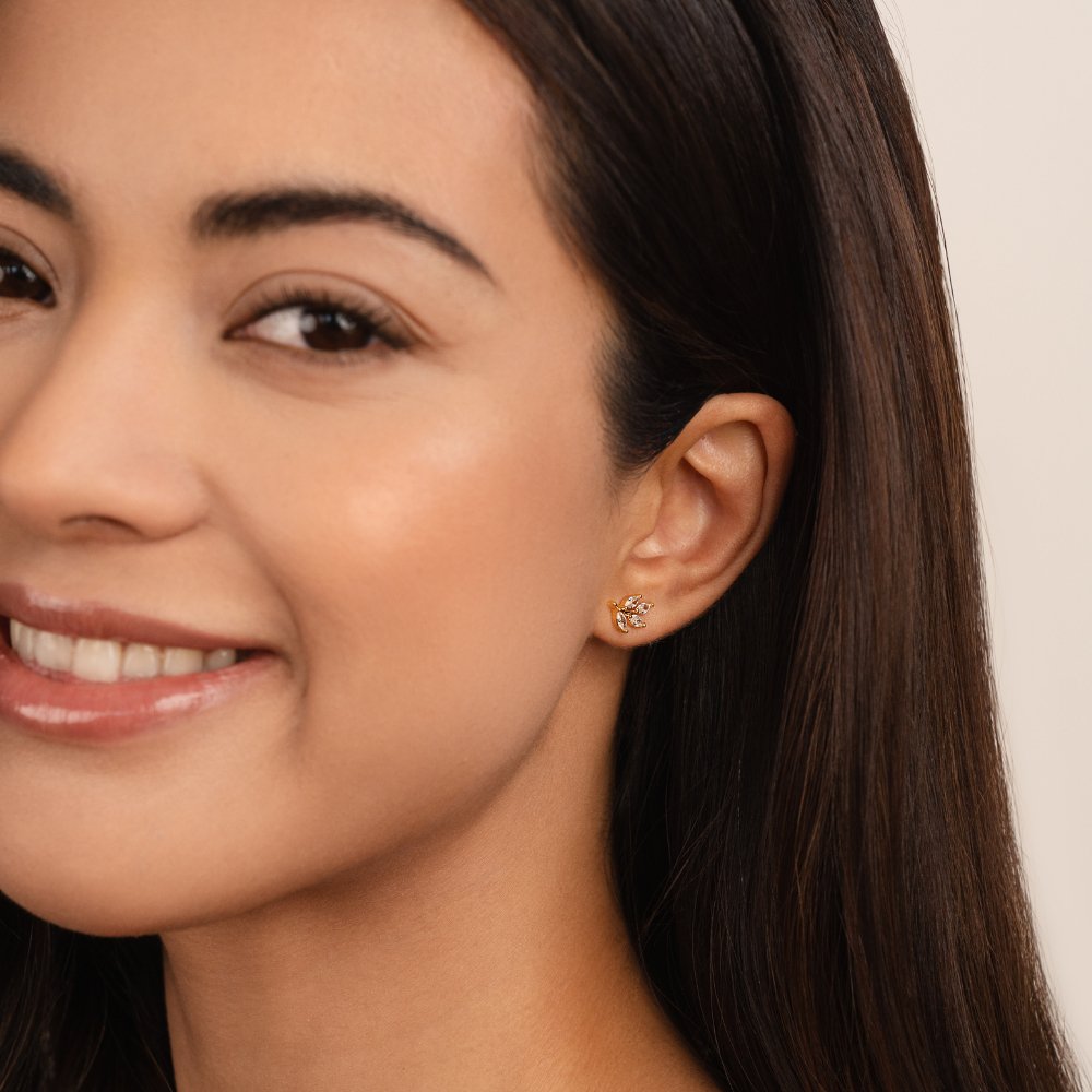 Kristallen Blad Oorknopjes